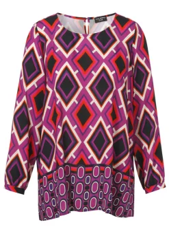 Viskose Schlupfbluse mit Mustermix in saisonalen Trendfarben
