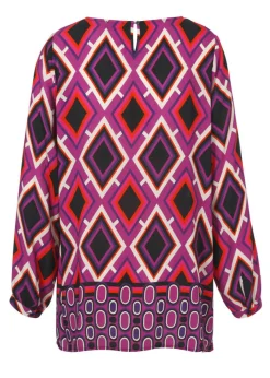 Viskose Schlupfbluse mit Mustermix in saisonalen Trendfarben