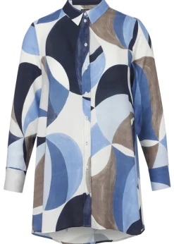 Viskosebluse in A-Passform mit Allover-Muster