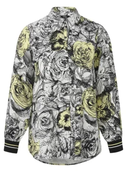 Viskosebluse mit Rippbündchen am Ärmel