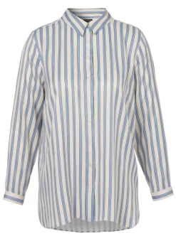 Viskose-Hemdbluse mit Längsstreifen