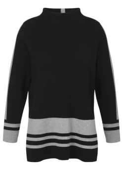 Weicher Feinstrick-Pullover Bicolor mit Kelchkragen