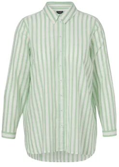 Zarte Baumwoll-Hemdbluse mit Längsstreifen