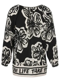 Zarte Viskose Schlupfbluse Print Bicolor